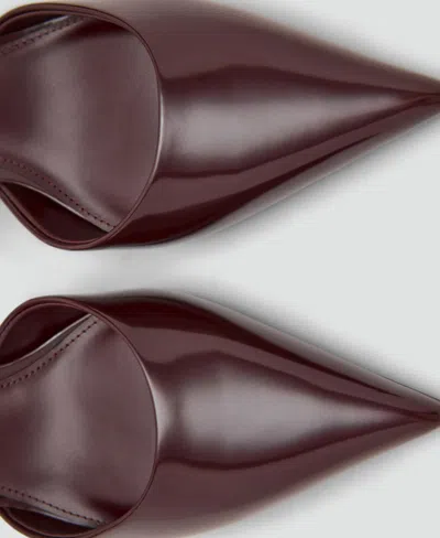 Mango Faux Leather Pointed Slingback Low Heeled Shoes In Brown