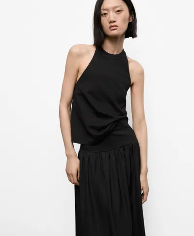 Mango Halter Top With Low-cut Back In Black
