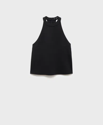 Mango Halter Top With Low-cut Back In Black