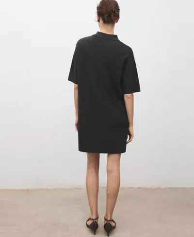 Mango Women's Polo Neck Knitted Dress In Black