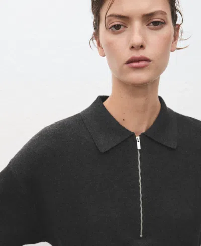 Mango Women's Polo Neck Knitted Dress In Black