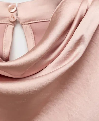 Mango Women's Draped Neck Satin Blouse In Pink