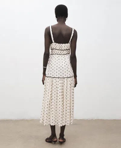 Mango Plumeti Midi Dress Ecru In Multi