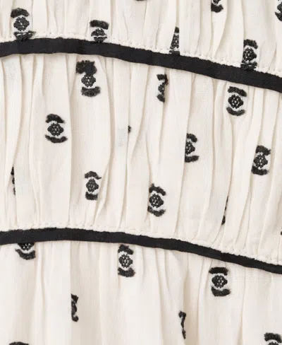 Mango Plumeti Midi Dress Ecru In Multi