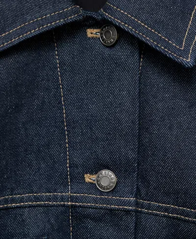 Mango Denim Jacket With Decorative Stitching Open Blue In Blue