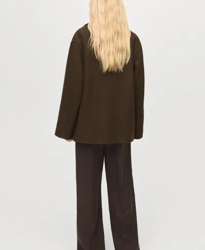 Mango Oversize Wool Blend Coat In Brown