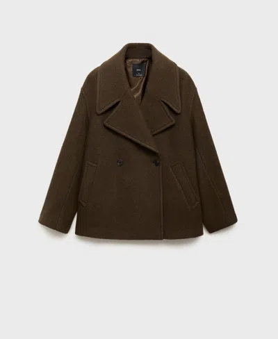 Mango Oversize Wool Blend Coat In Brown