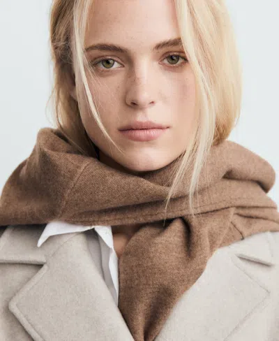 Mango Double Breasted Coat In White