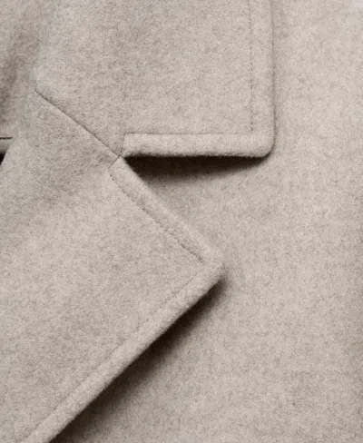 Mango Double Breasted Coat In White