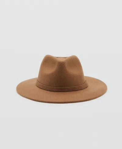 Mango 100% Wool Hat Medium Brown In Brown