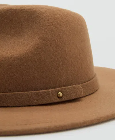 Mango 100% Wool Hat Medium Brown In Brown