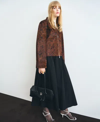 Mango Animal Print Genuine Calf Hair Jacket In Brown