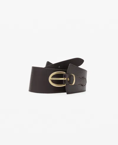 Mango Obi Leather Belt In Brown