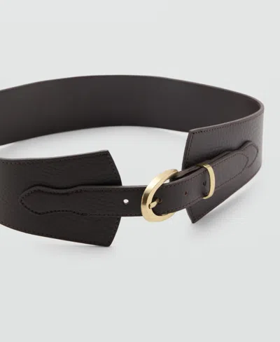 Mango Obi Leather Belt In Brown