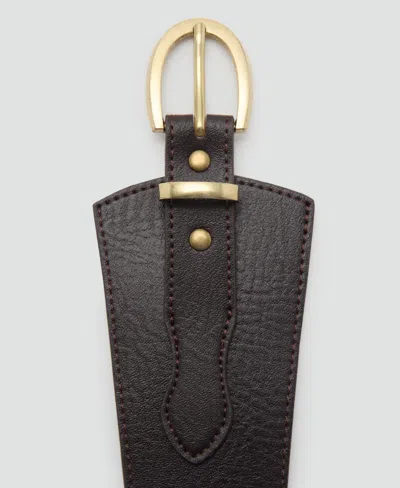Mango Obi Leather Belt In Brown