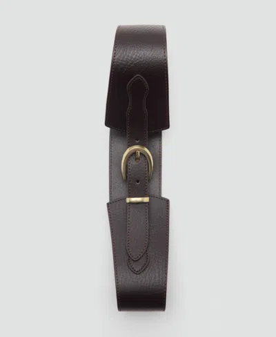 Mango Obi Leather Belt In Brown