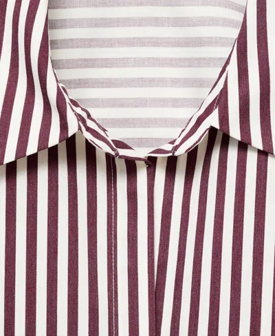 Mango Stripe Cotton Blend Button-up Shirt In Brown
