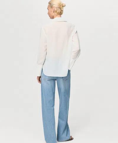 Mango Lyocell Shirt With Patches Off White In White