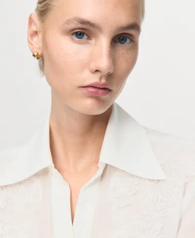 Mango Lyocell Shirt With Patches Off White In White