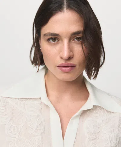 Mango Lyocell Shirt With Patches Off White In White