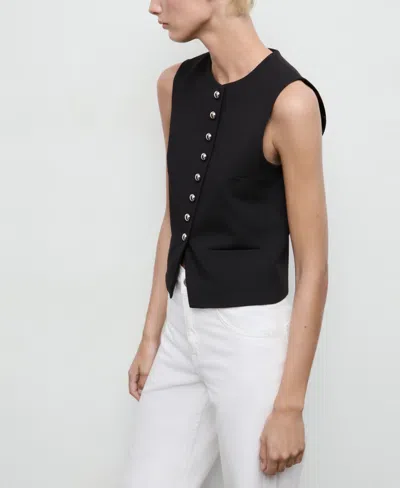 Mango Gabo Vest In Black