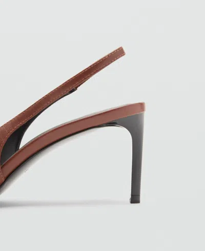 Mango Women's Ring Detail Leather Heeled Shoes In Brown