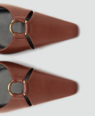Mango Women's Ring Detail Leather Heeled Shoes In Brown