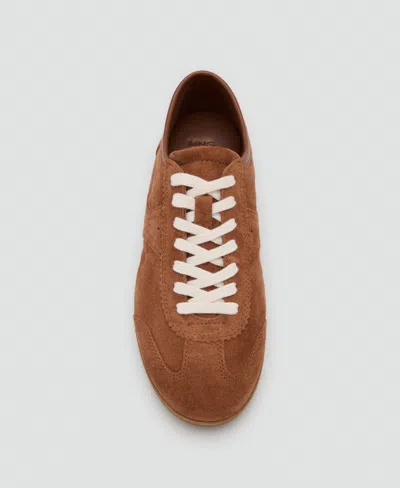 Mango Suede Trainers Medium Brown In Brown