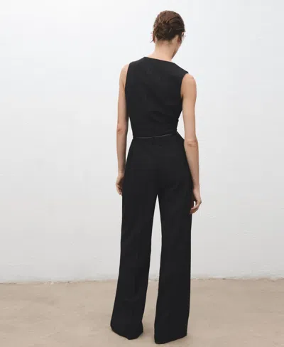 Mango Women's Belted Pinstripe Jumpsuit In Black
