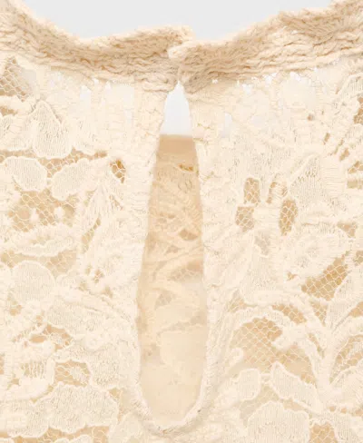 Mango Lace Combination Blouse Ecru In Neutral