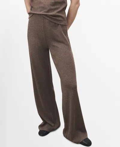 Mango Women's Elastic Waistband Knitted Pants In Brown