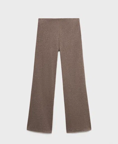 Mango Women's Elastic Waistband Knitted Pants In Brown