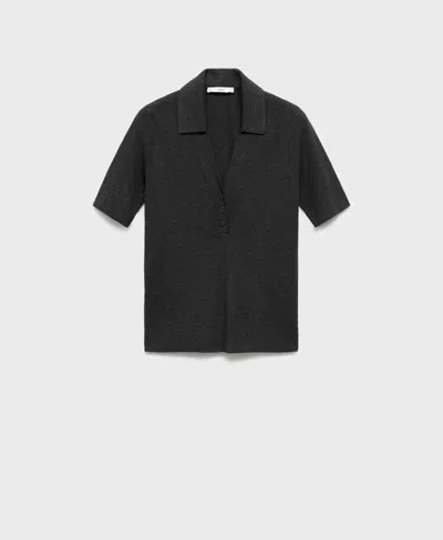 Mango Women's Shirt Collar Fine-knit Sweater In Gray