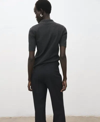 Mango Women's Shirt Collar Fine-knit Sweater In Gray