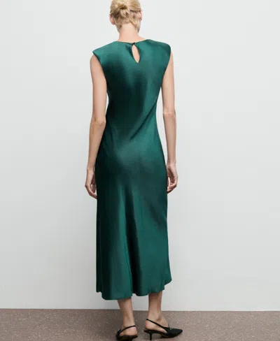 Mango Satin Dress In Green