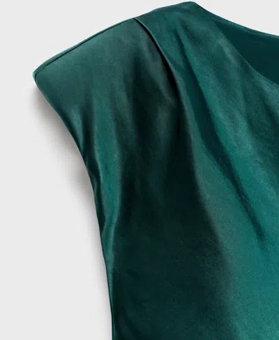 Mango Satin Dress In Green
