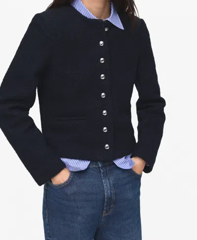 Mango Women's Jewel Buttons Boucle Jacket In Blue