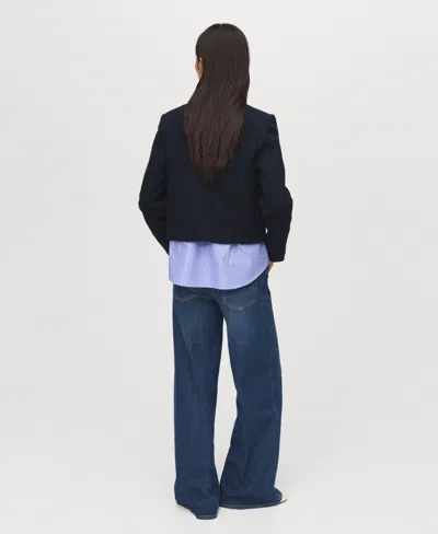 Mango Women's Jewel Buttons Boucle Jacket In Blue