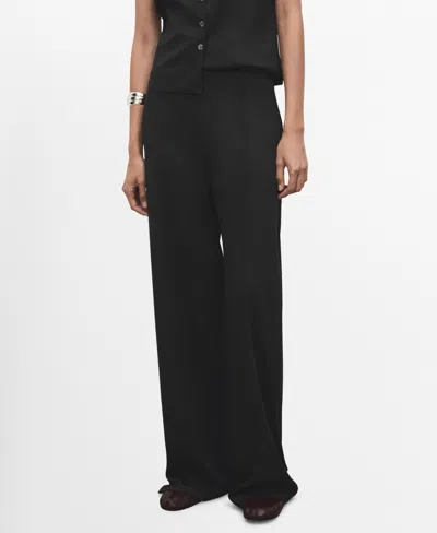 Mango Pull-on Straight Leg Pants In Black
