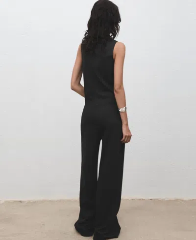 Mango Pull-on Straight Leg Pants In Black