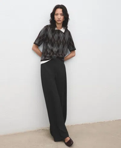 Mango Pull-on Straight Leg Pants In Black