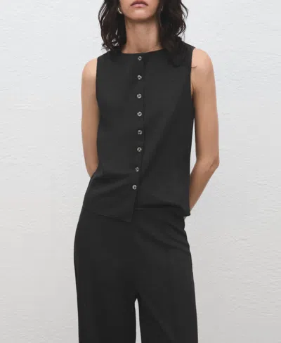 Mango Pull-on Straight Leg Pants In Black