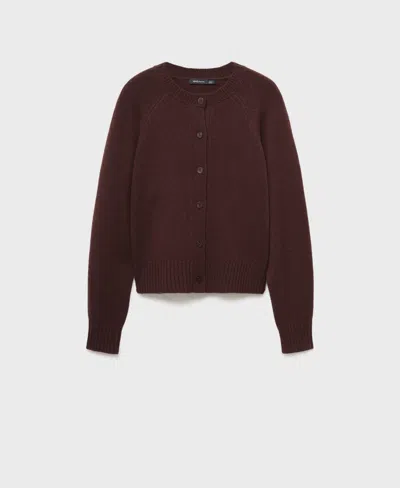Mango Chunky Knit Wool-blend Cardigan Chocolate In Brown