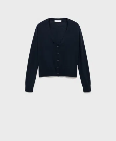 Mango V-neck Wool Cardigan In Blue