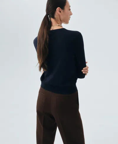 Mango V-neck Wool Cardigan In Blue