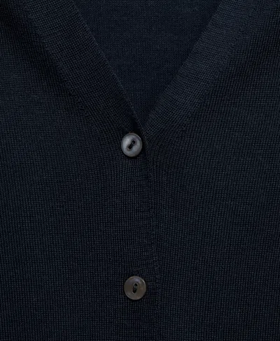 Mango V-neck Wool Cardigan In Blue