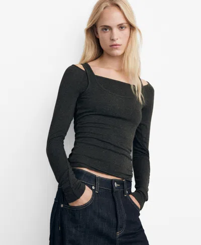 Mango Layered Sweater In Black