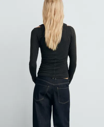 Mango Layered Sweater In Black