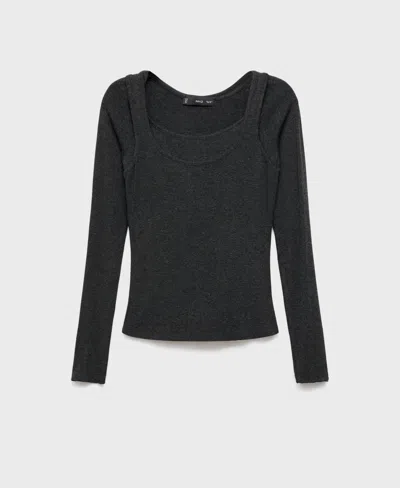Mango Layered Sweater In Black