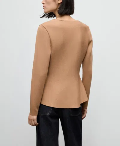 Mango Women's Fitted Knitted Buttons Jacket In Brown